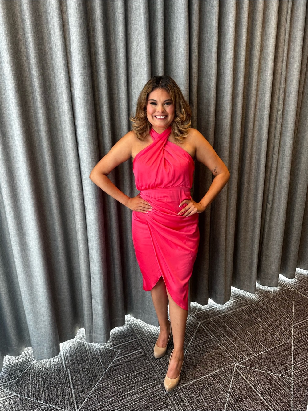 DO+BE Pink Halter Midi Dress